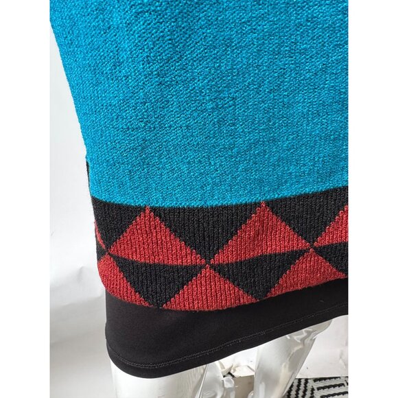 Vintage Steve Fabrikant Neiman Marcus Wool & Rayon Medium Sweater Dress With Geo - Picture 13 of 16